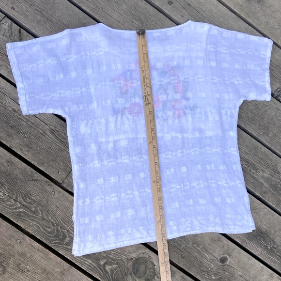 ELOHIM Top White Colorful Floral Embroidered Cotton Green Pink Blue Size Large - Picture 15 of 15